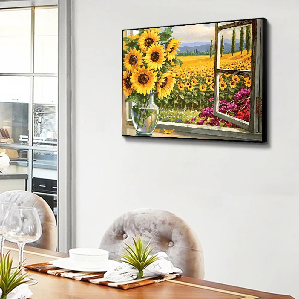 14CT Full Stamped Cross Stitch - Sunflower(Canvas|40*50CM)