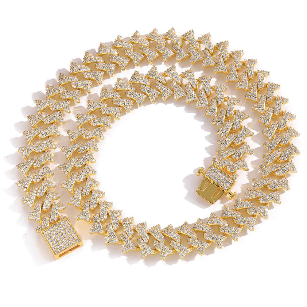 18MM Iced Out Spiked Thorn Spring Buckle Cuban Chains