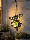 Painted Iron Bee Sculpture Metal Insect Garden Hanging Ornament