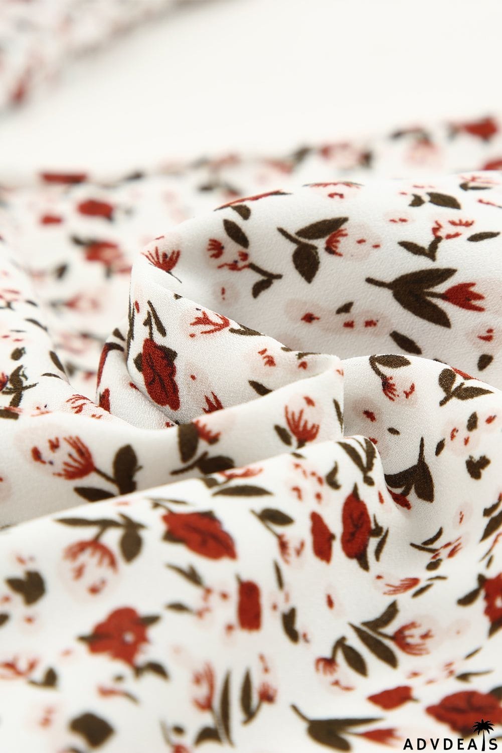 Floral Print Front Tie Ruffled Long Sleeve Blouse