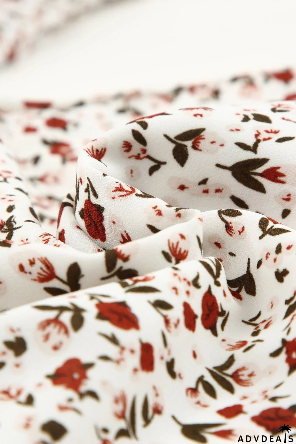 Floral Print Front Tie Ruffled Long Sleeve Blouse