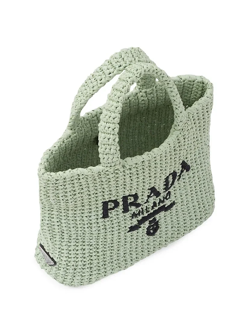 Prada Small Raffia Tote Bag green
