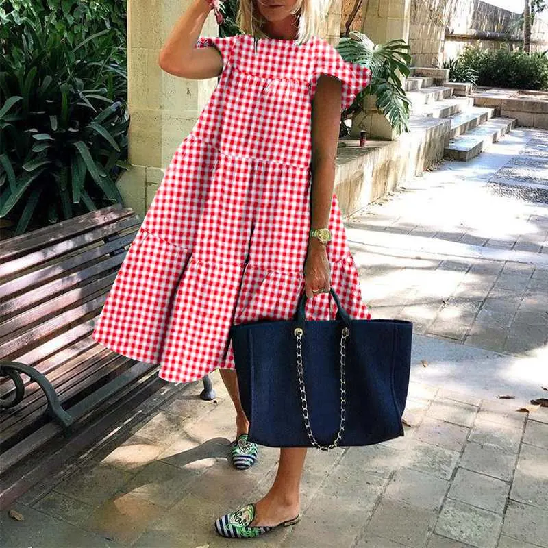 Summer Dress 2022 VONDA Women Summer Sundress Holiay Vintage Ruffled Party Dresses Casual Vestidos Femme Robe  Robe
