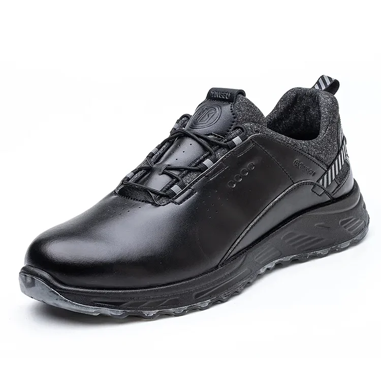  Work/Safety Boots - Restaurant Leather Work Shoes Non-slip Design Lace-up Safety Shoes  Stunahome.com