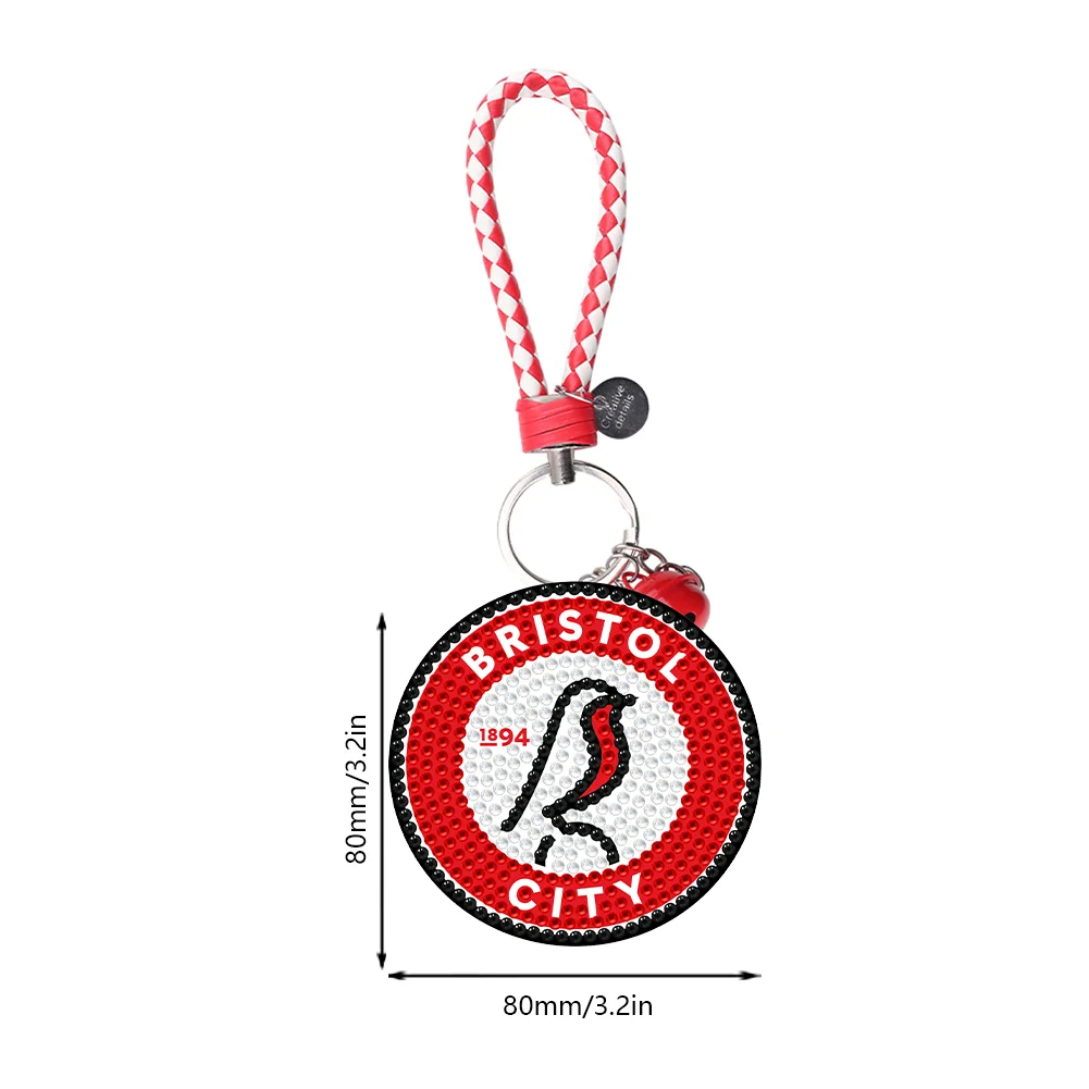 5D DIY Bristol FC Double Sided Full Drill Keyring Diamond Keychains Pendant