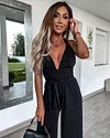 Lace-Up Plunging Sleeveless Jumpsuits