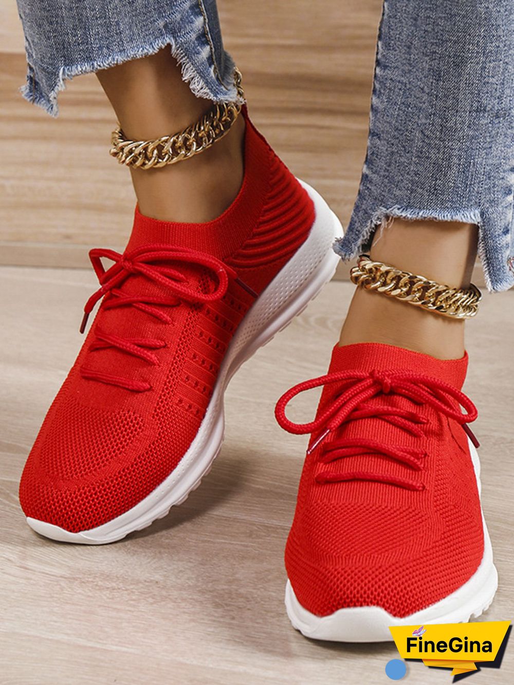 Flyknit Lightweight Soft Sole Lace-Up Sneakers