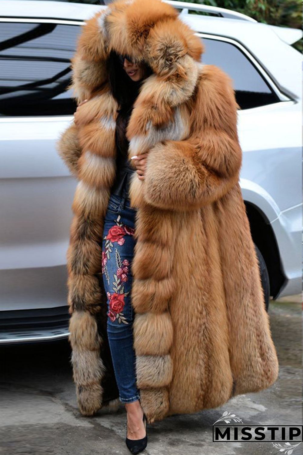 Brown Casual Solid Patchwork Cardigan Hooded Collar Outerwear