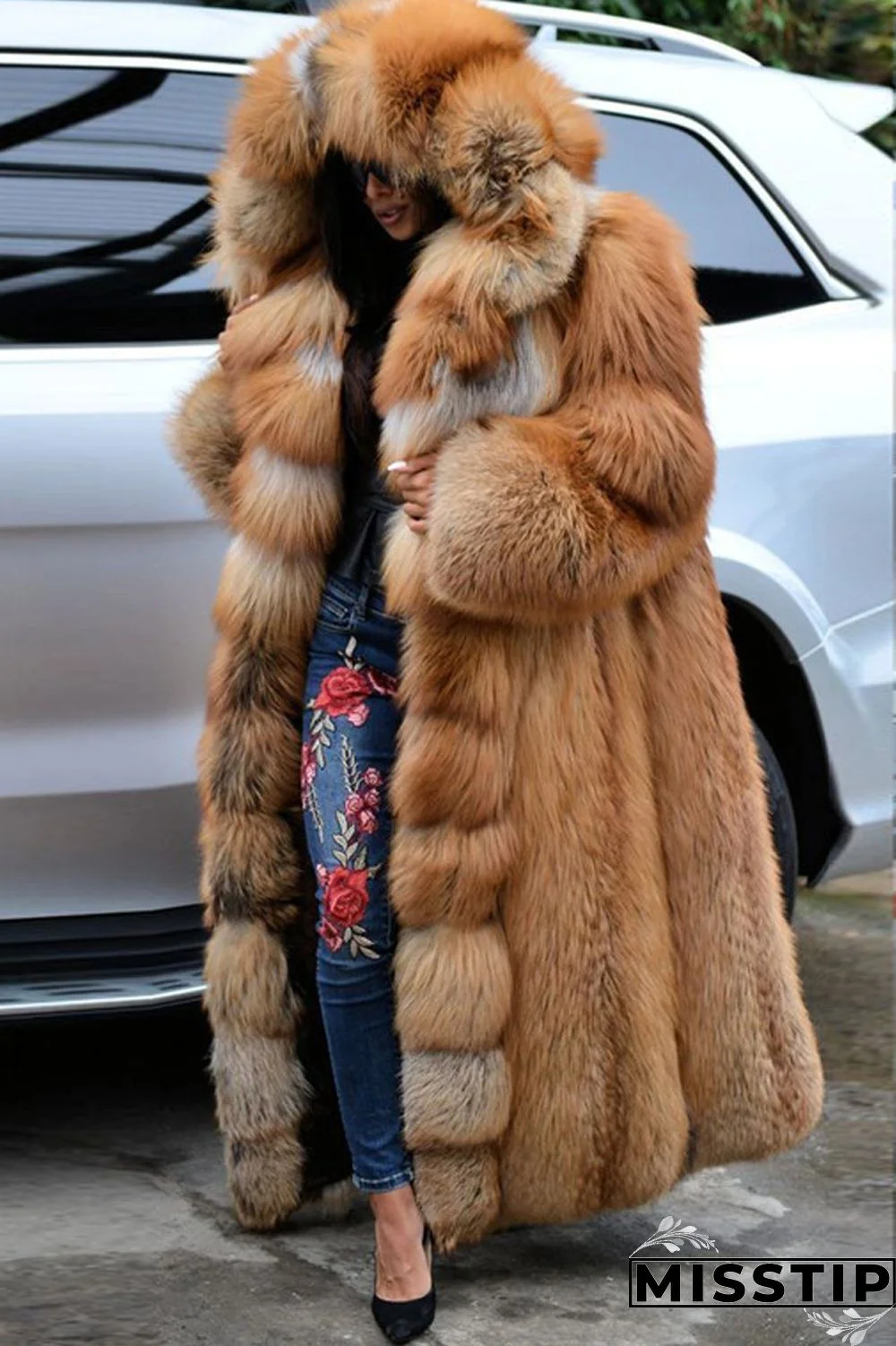 Brown Casual Solid Patchwork Cardigan Hooded Collar Outerwear