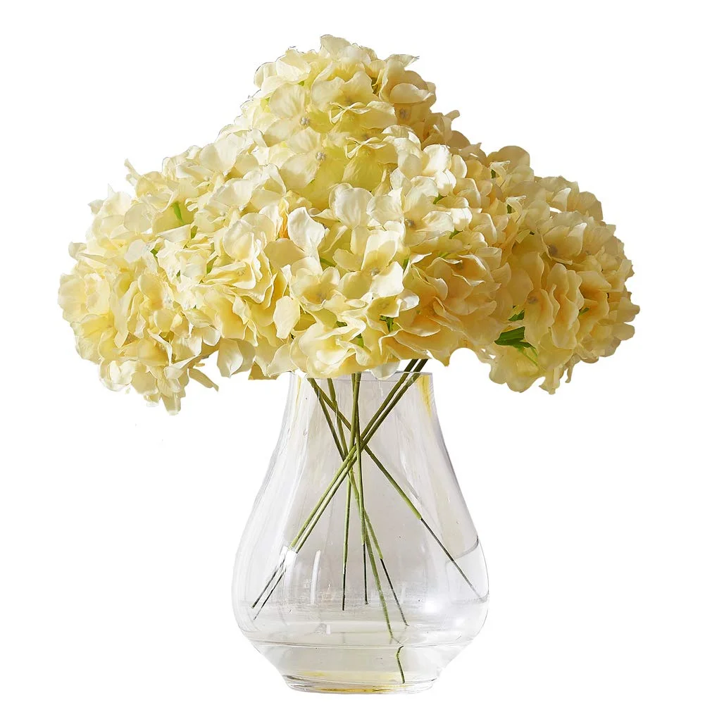 Artificial Hydrangea Flowers Blush Heads 10 Fake Hydrangea Silk Flowers for Wedding Centerpieces Bouquets