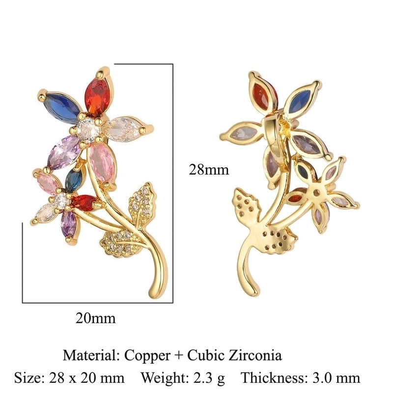 1 Piece Copper Zircon 18K Gold Plated Heart Shape Rose