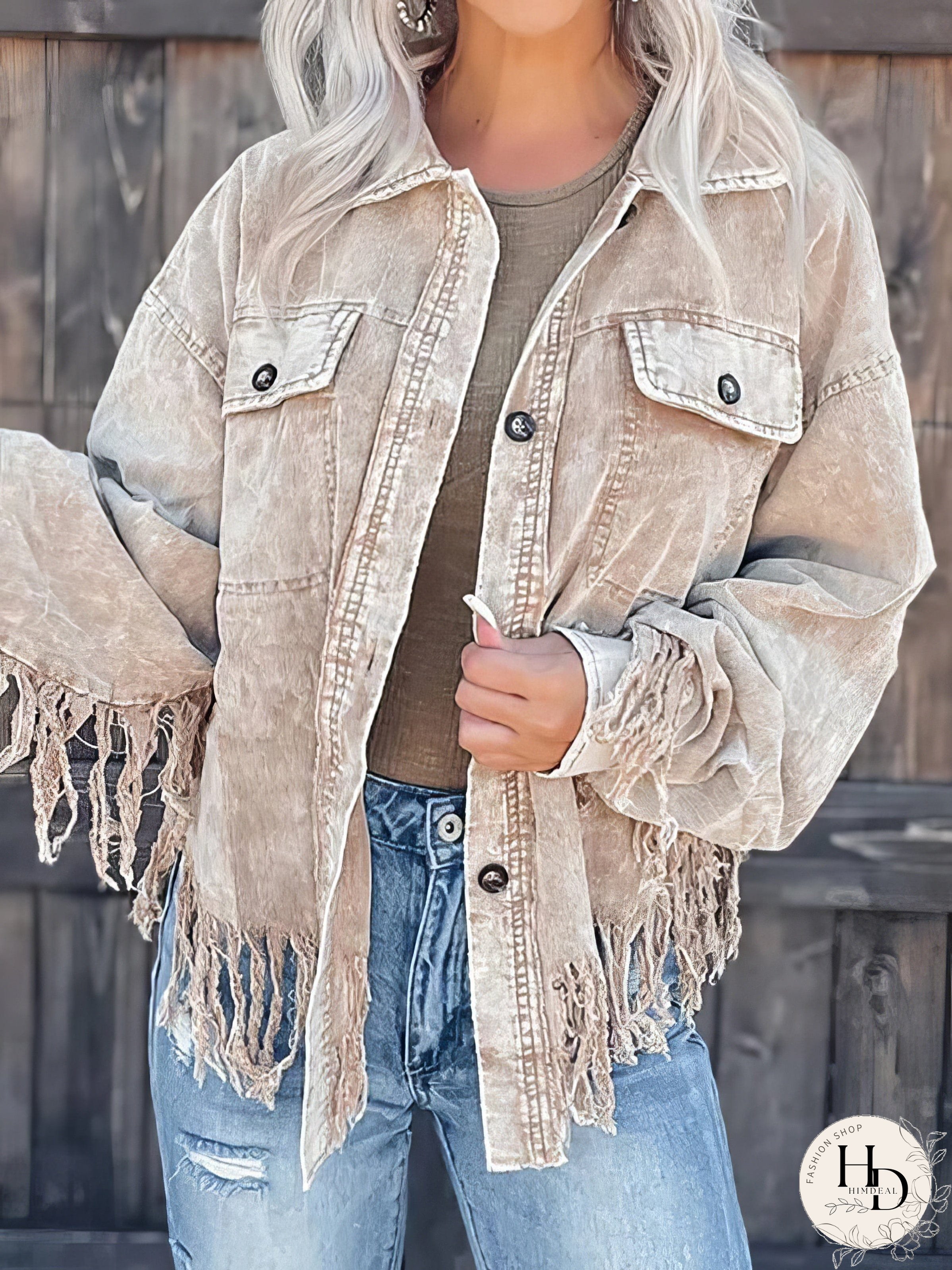 Tassel Detail Corduroy Jacket