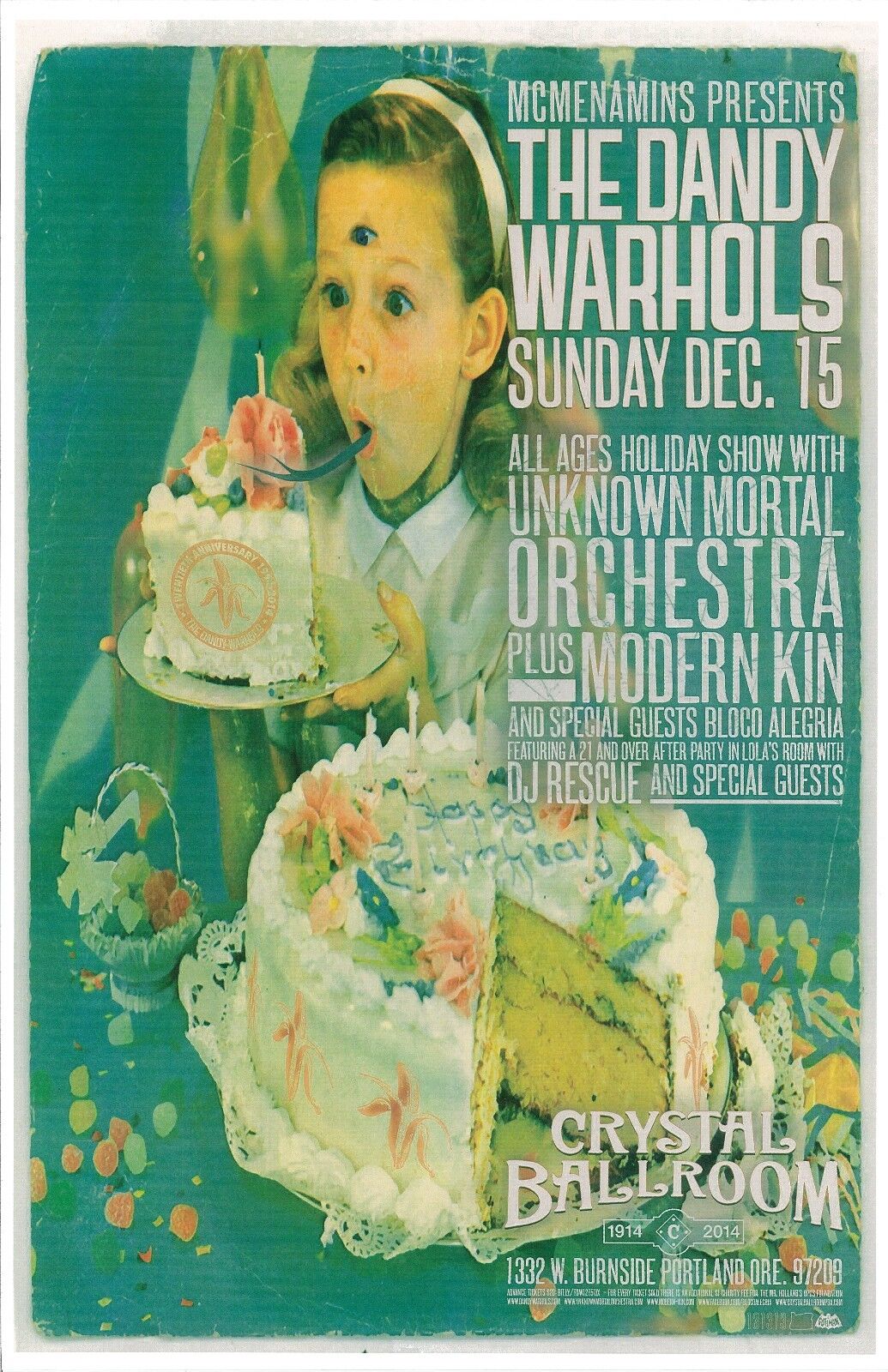 DANDY WARHOLS Gig POSTER Dec. 2013 Portland Oregon Concert