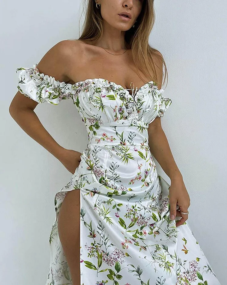 Summer Blossom Bardot Maxi Dress