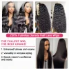 13x6 Full Lace Frontal Wig Deep Wave Wig 34inches Natural Black Hair Pre Plucked Human Hair Wig
