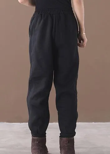 Modern black pants stylish thick elastic waist Sewing casual trousers