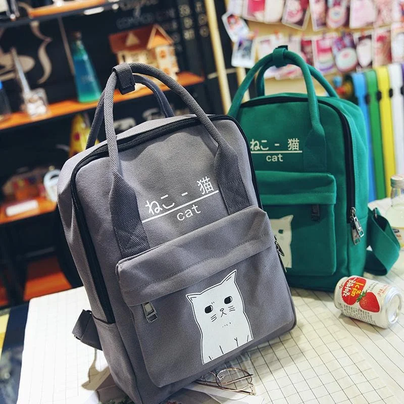 6 Colors Kawaii Kitty Cat Preppy Style Canvas Backpack SP1710606