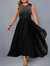 Women's Plus Size Party Dress Print Round Neck Long Sleeve Fall Winter Stylish Formal Maxi long Dress Formal Party Dress / Dress Set