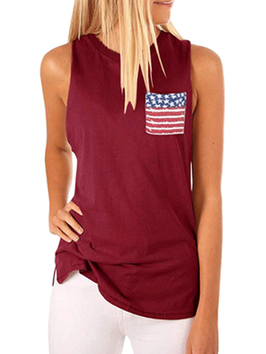 Independence Day Flag Pocket Sleeveless T-shirt