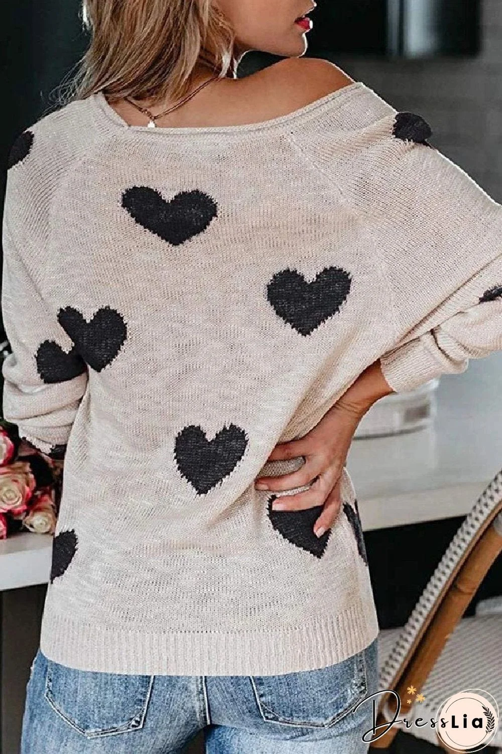 Loose V-Neck Love Knitted Sweater(5 Colors)