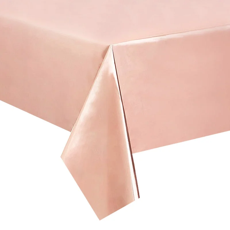 274*137cm Rose Gold Disposable Tablecloth Plastic Dot Table Cloth Cover Kids Adult Birthday Party Decoration Wedding Baby Shower