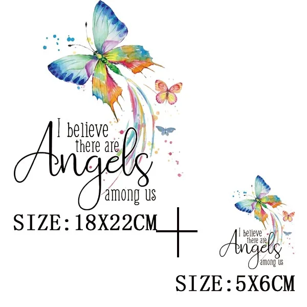 Colorful Butterfly Iron On Transfer For Clothing A-level Washable Thermal Sticker Beautiful Flower Patches On Clothes Decoration