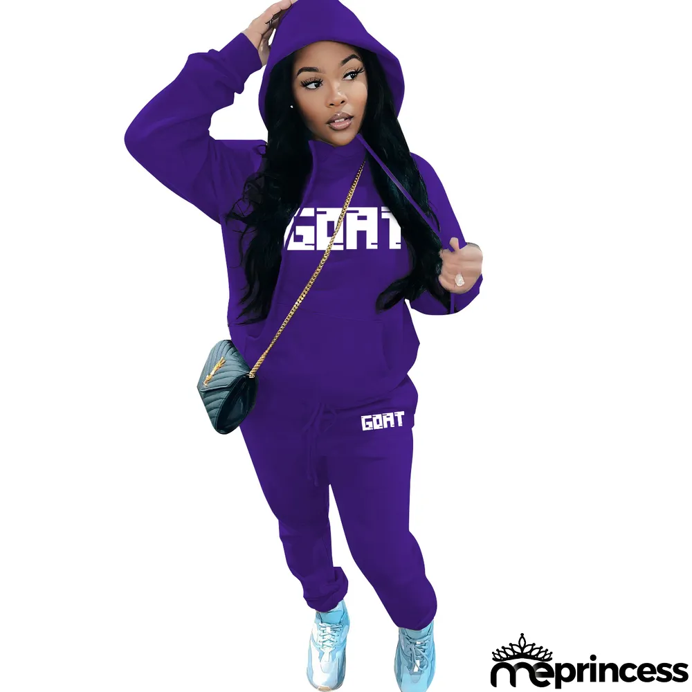 Women's Fashion Casual Fleece Hoodies Two-Piece Hoodie Tracksuit