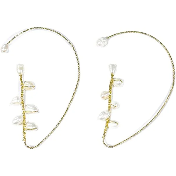 Elegant Pearl Wrap Crawler Hook Earring Non Piercing | IFYHOME