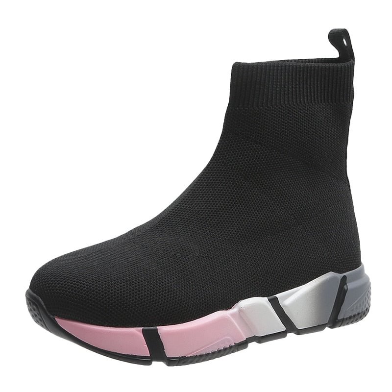 2022 Brand Unisex Socks Shoes Breathable High-top Women Shoes Flats Fashion Sneakers Stretch Fabric Casual Slip-On Ladies Shoes
