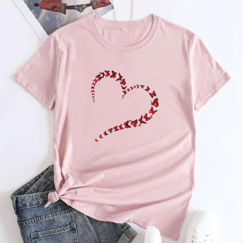 Heart Butterflies Women's Cotton T-Shirt | ARKGET