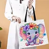 (US Only)11CT Elephant Cross Stitch Canvas Tote Bag DIY Sewing Bag Gift for Friend40x40cm