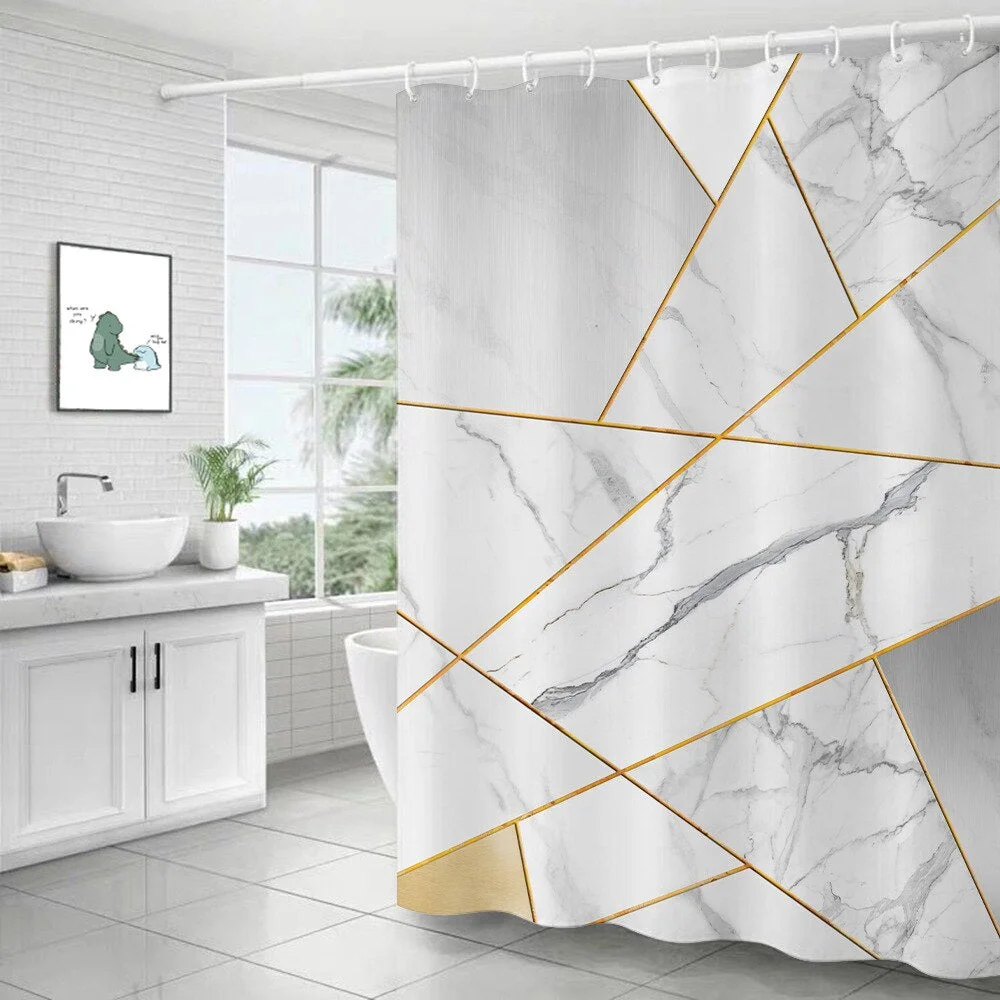 Modern Art Marble Shower Curtain Bathroom Toilet Decoration Thickened Waterproof and Mildew Proof Shower Curtain Bath Decor