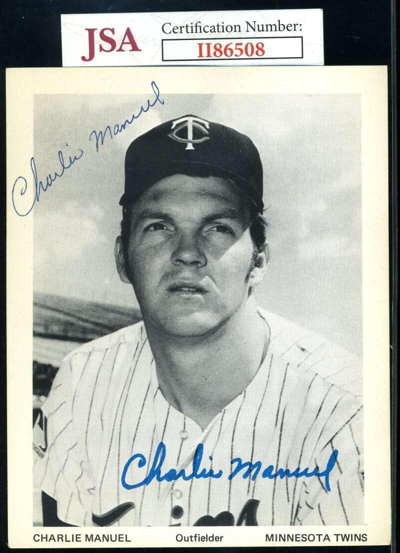 Charlie Manuel JSA Coa Hand Signed Twins Team Issue Photo Poster painting Autograph