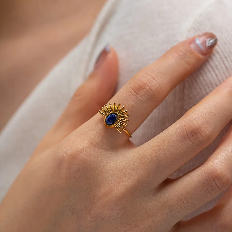 Olivenorma Lapis Lazuli 18k Gold Plated Stainless Steel Ring