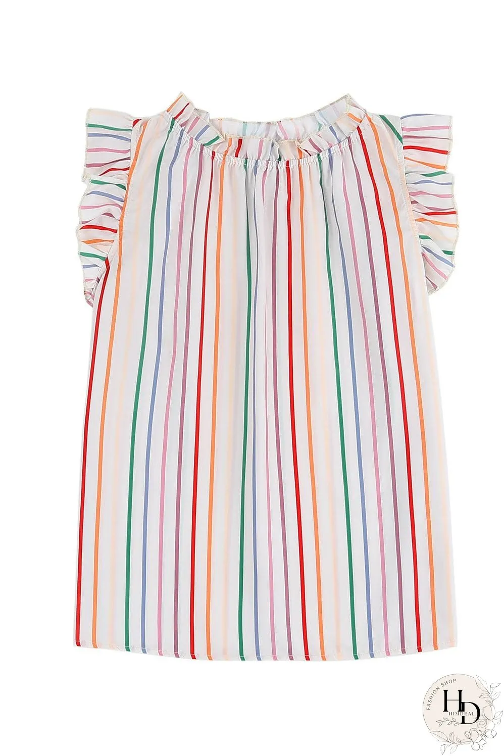 Summer Chic Striped Ruffle Sleeve Tank Top