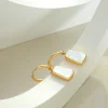 Minimalism White Shell Earrings Golden Necklace