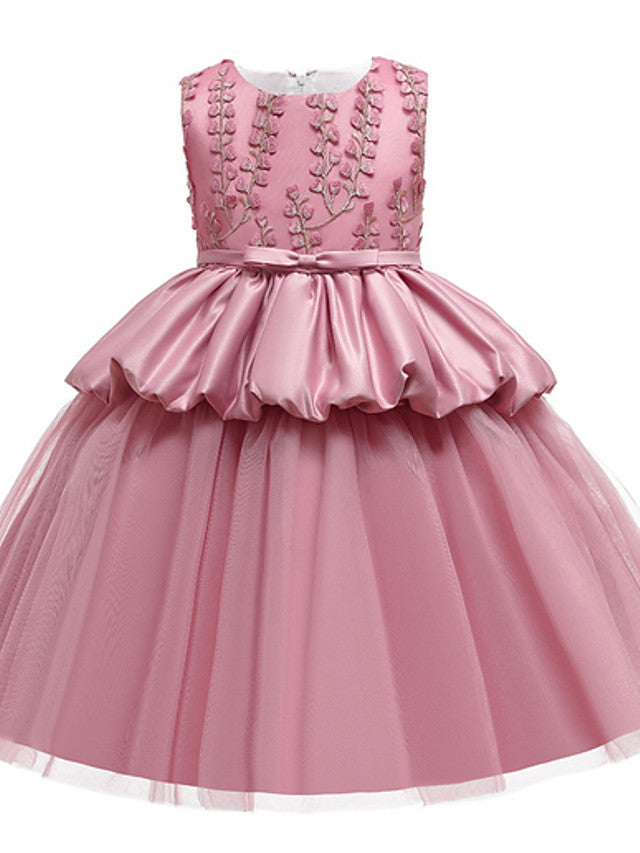 Oknass Sleeveless Jewel Neck Ball Gown Flower Girl Dress Pageant With Beading  Appliques