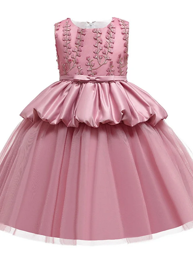 Hellodresses Sleeveless Jewel Neck Ball Gown Flower Girl Dress Pageant With Beading  Appliques