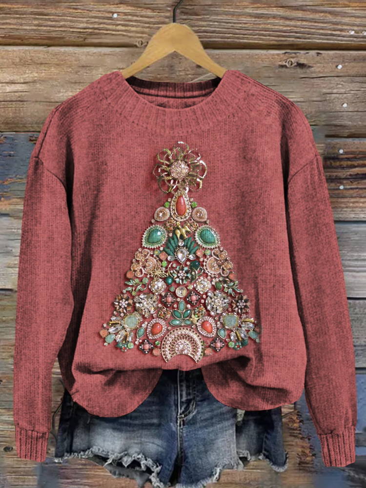 Vintage Jewelry Christmas Santa Art Comfy Sweater