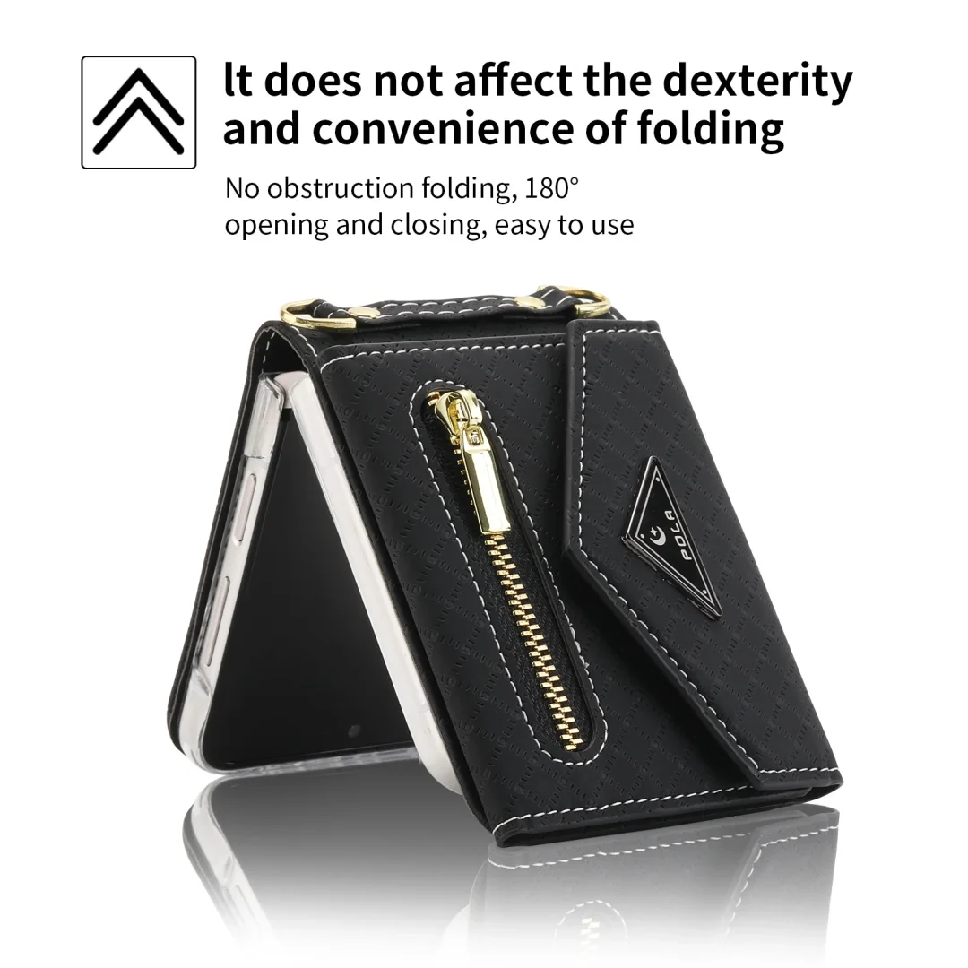 Applicable To For Samsung ZFlip3/ZFlip4 Fold-Screen Card Leather Phone Case