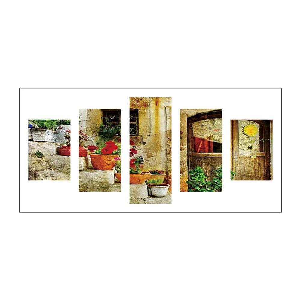 Flowerpot 5-pictures Round Full Drill Diamond Painting 95X45CM(Canvas) gbfke