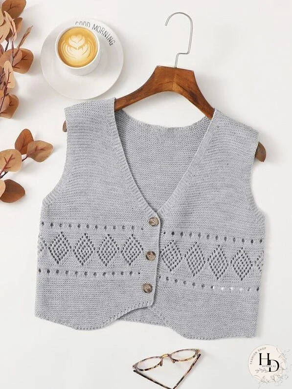 Button Front Vest Cardigan