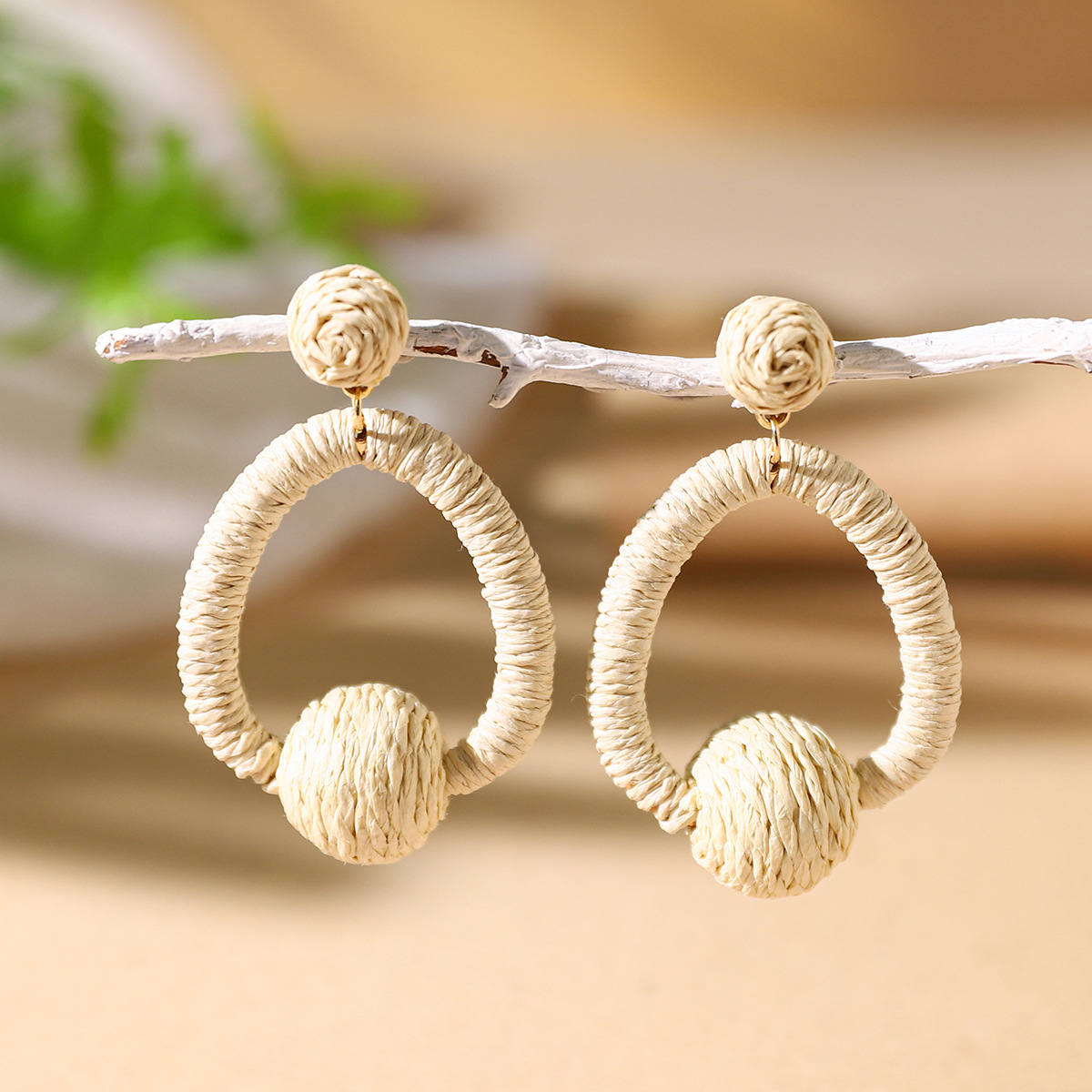Women's Holiday Bohemian Style Raffia Hand-woven Earrings
