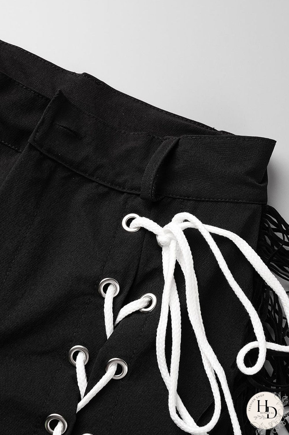 Black Fashion Casual Solid Bandage Regular High Waist Speaker Trousers