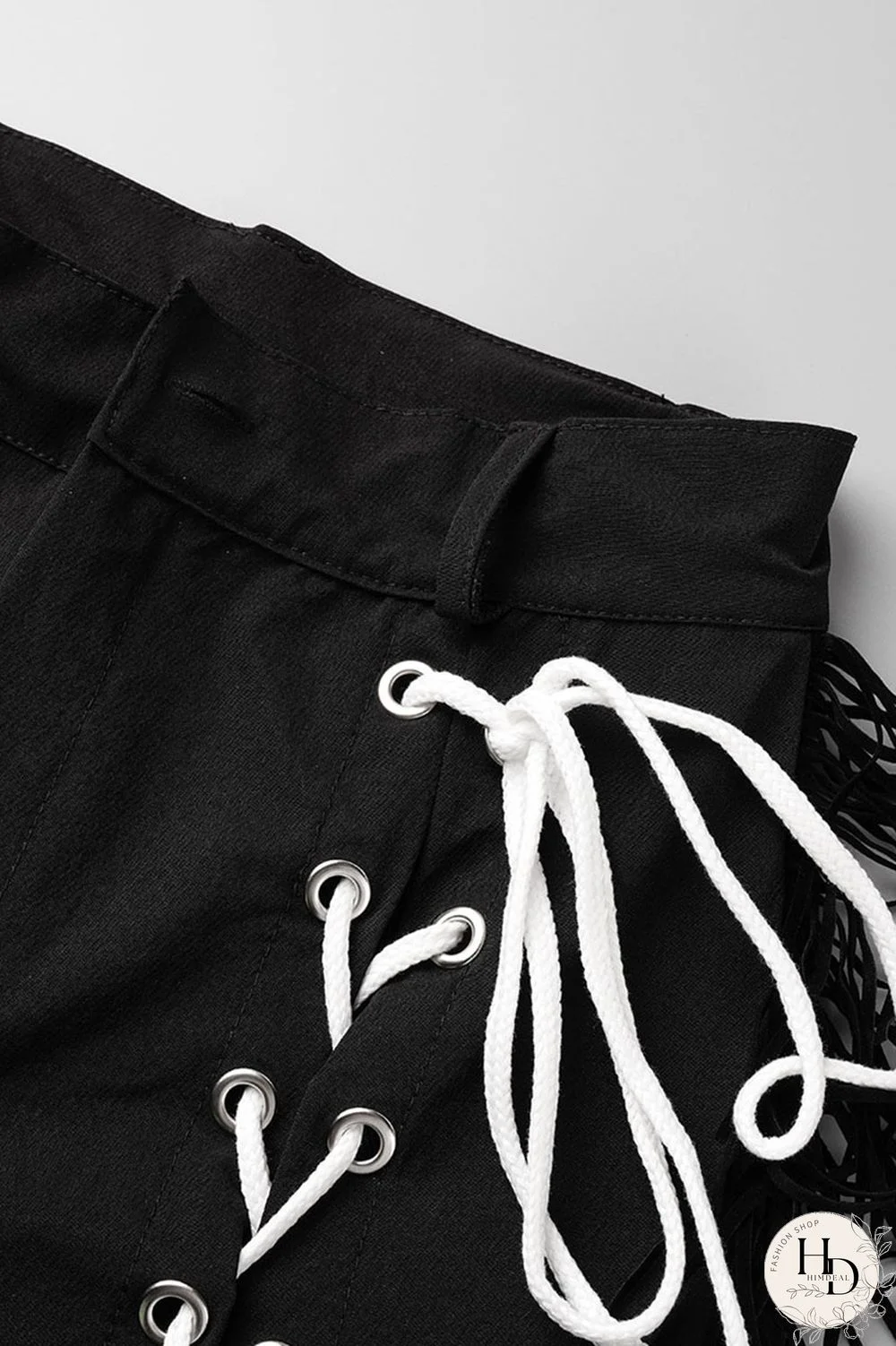 Black Fashion Casual Solid Bandage Regular High Waist Speaker Trousers