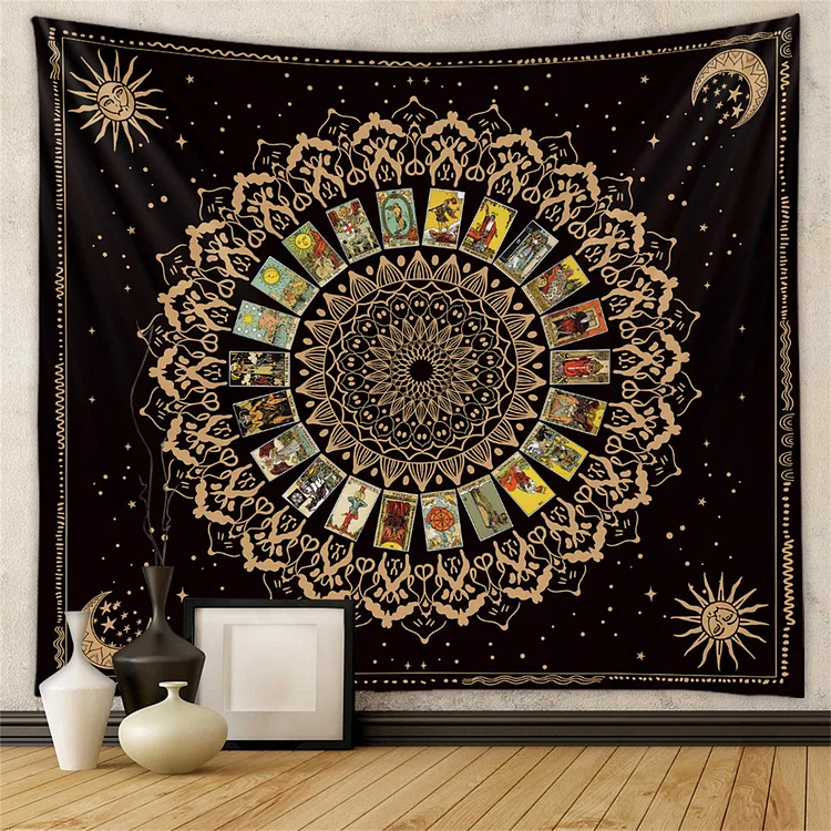 Olivenorma Vintage Tarot Sun and Moon Wall Art Tapestry