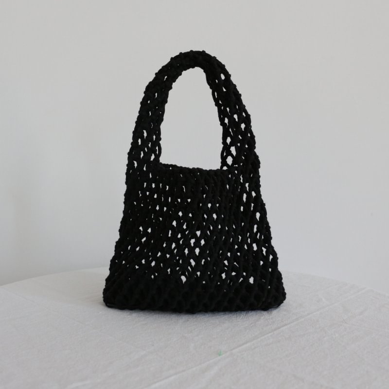 Fashion hollow net pocket cotton rope pouch