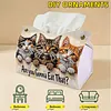 (24cm)Diamond Art Tissue Box Cover DIY PU Desktop Organizer Large(Cat)