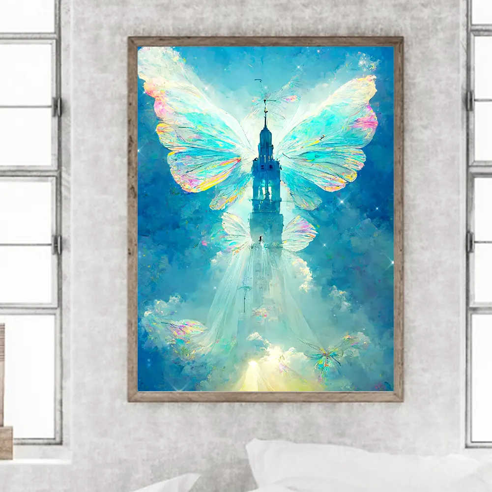 Full Round Diamond Painting 30*40cm - Butterfly Crystal Castle