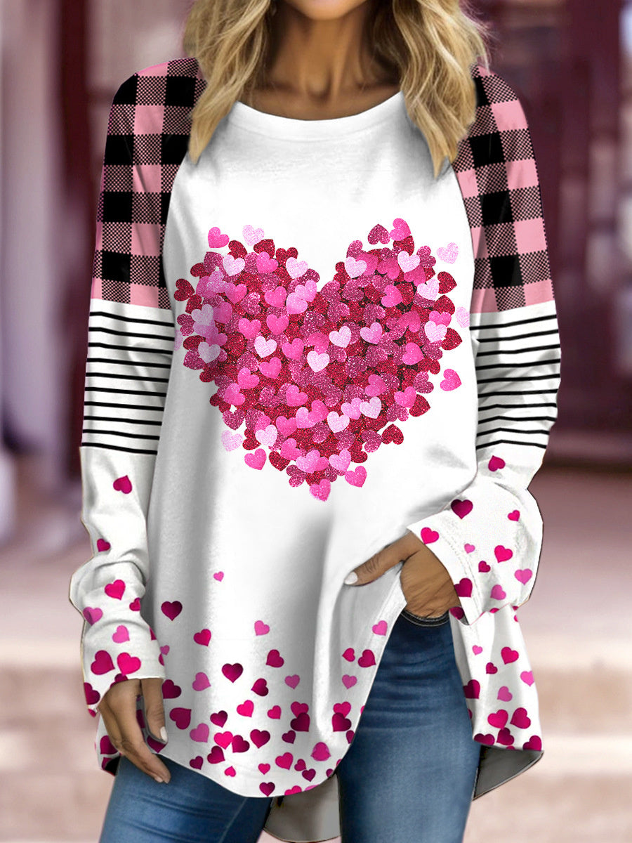 Women's Long Sleeve Scoop Neck Graphic Printed Tops